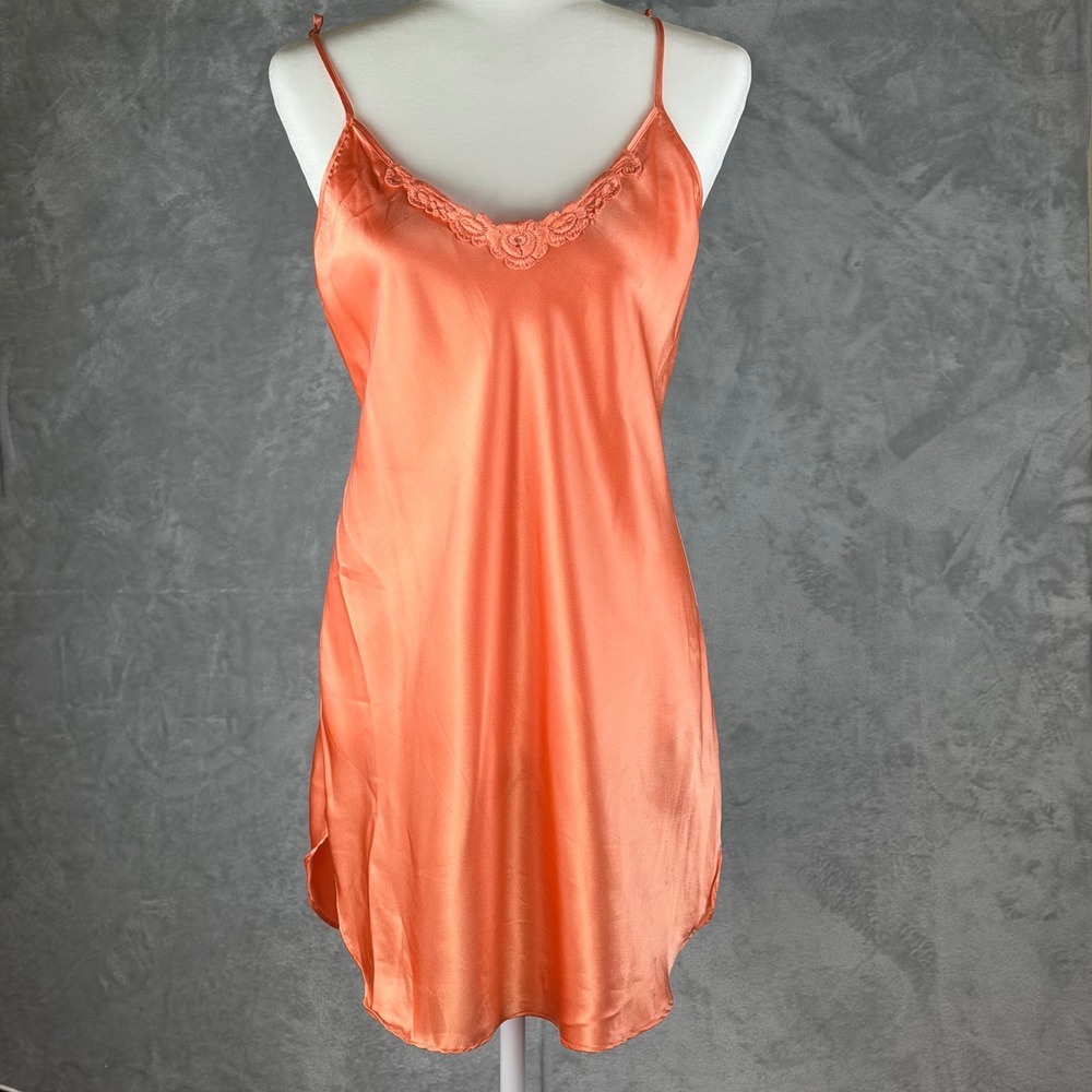 INTIMATE MOODS Vintage Chemise Women S Satin Lace Slip Nightgown Lingerie Dress